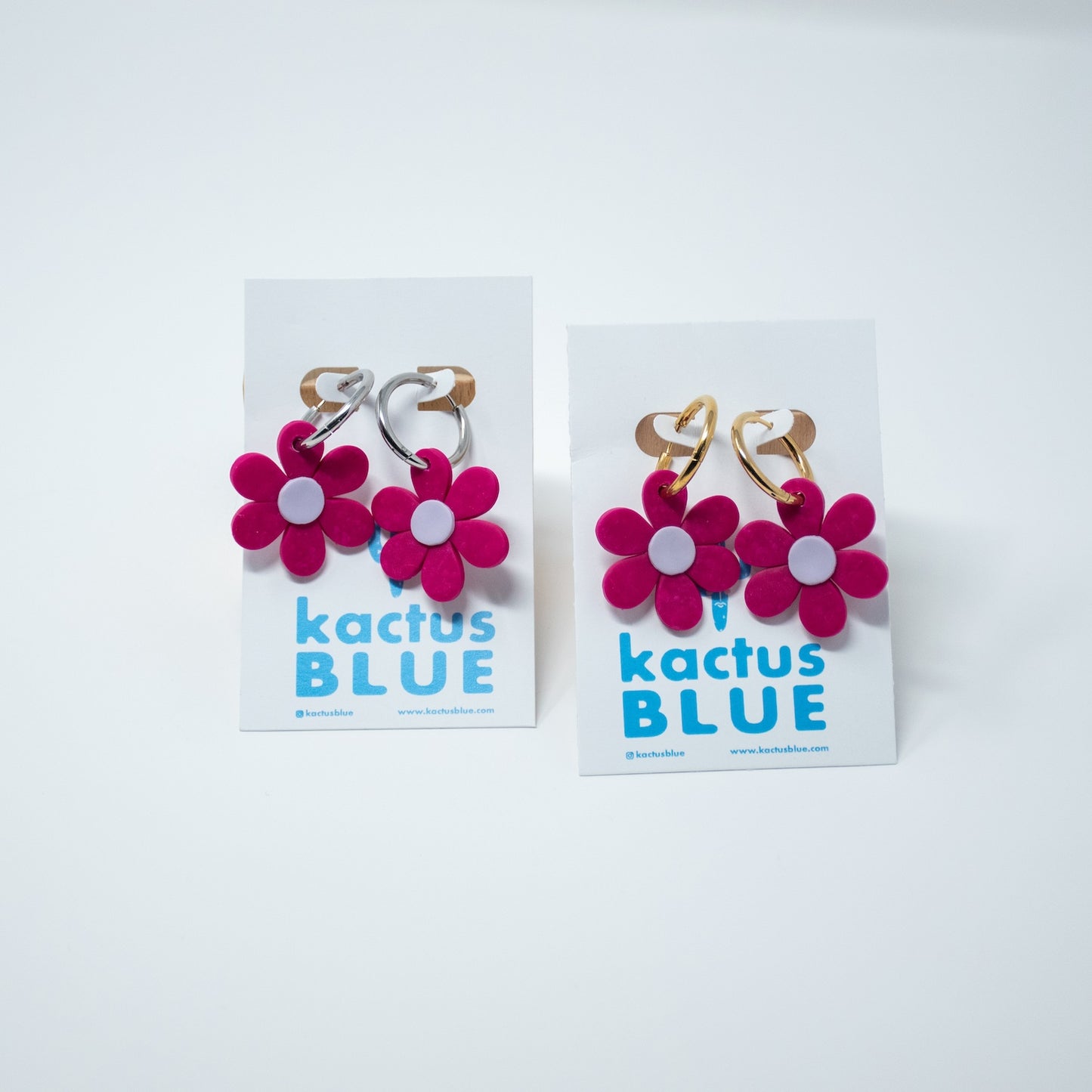 Purple Daisy Charm Hoops