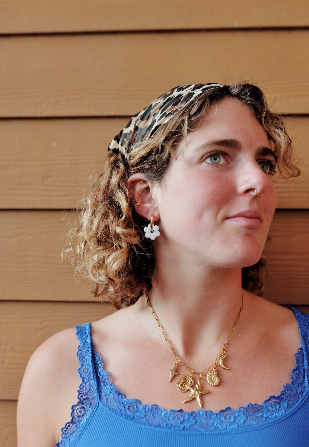 Small Flower Charms on Circular Hoop