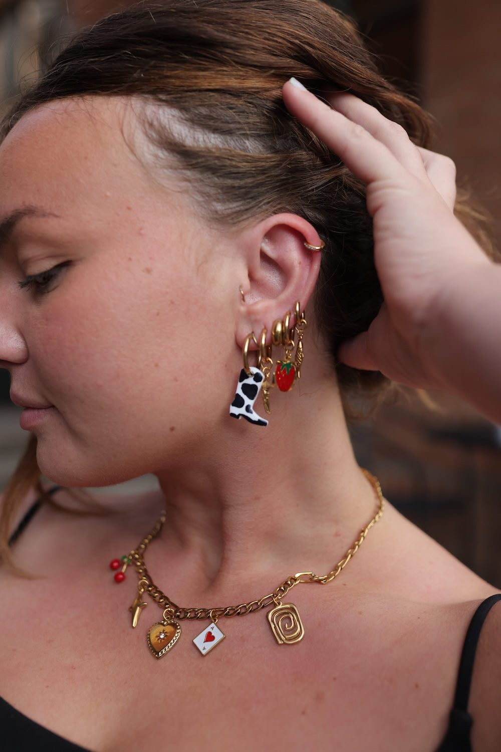 Strawberry Charm Hoops