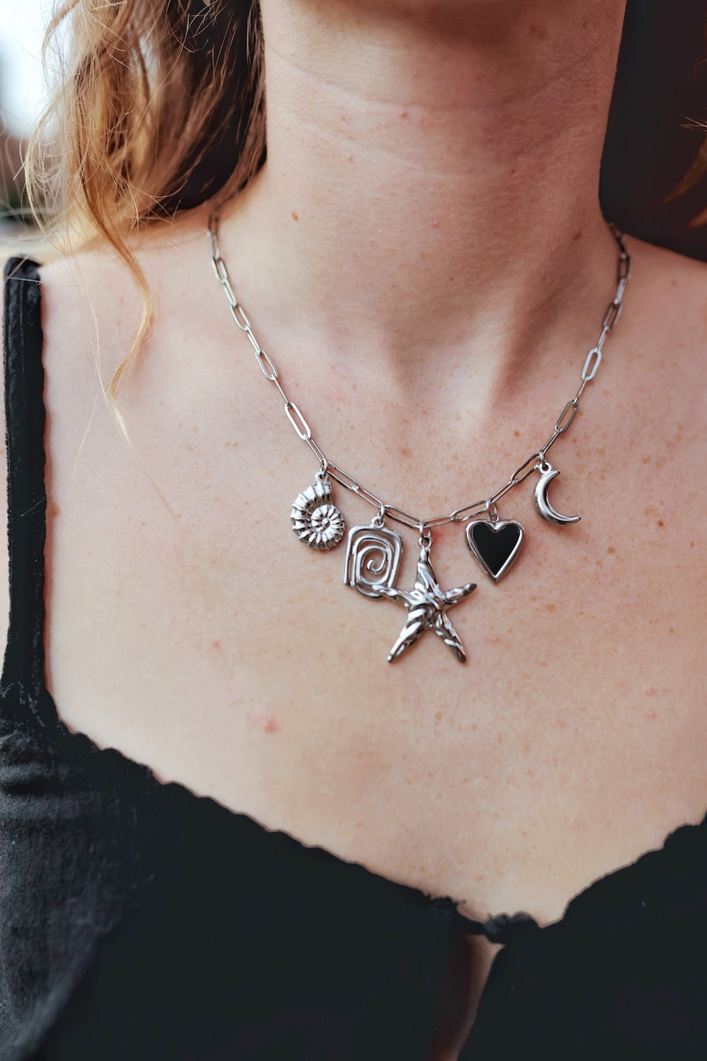 Obsidian Heart Charm Necklace