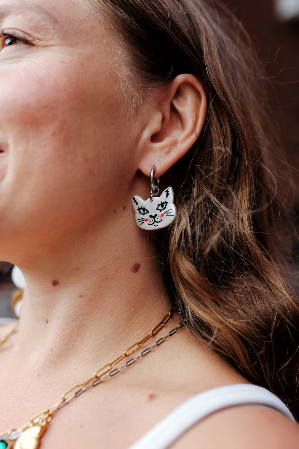 Kitty Cat Charm Earrings