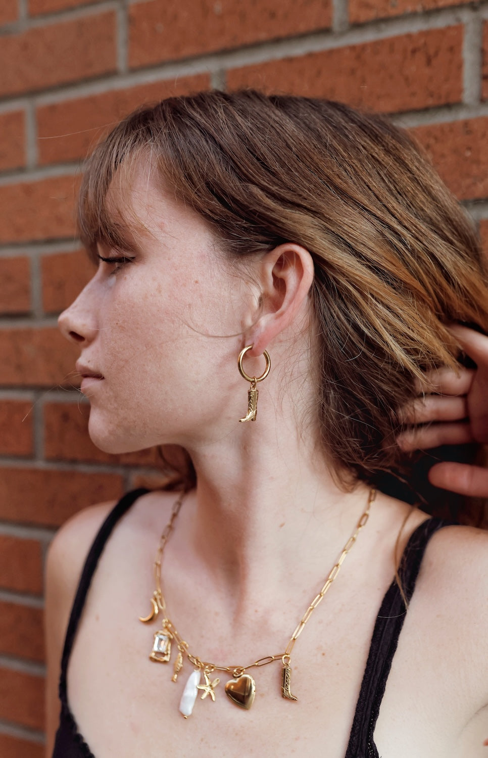 Cowboy Booth Charm Hoops