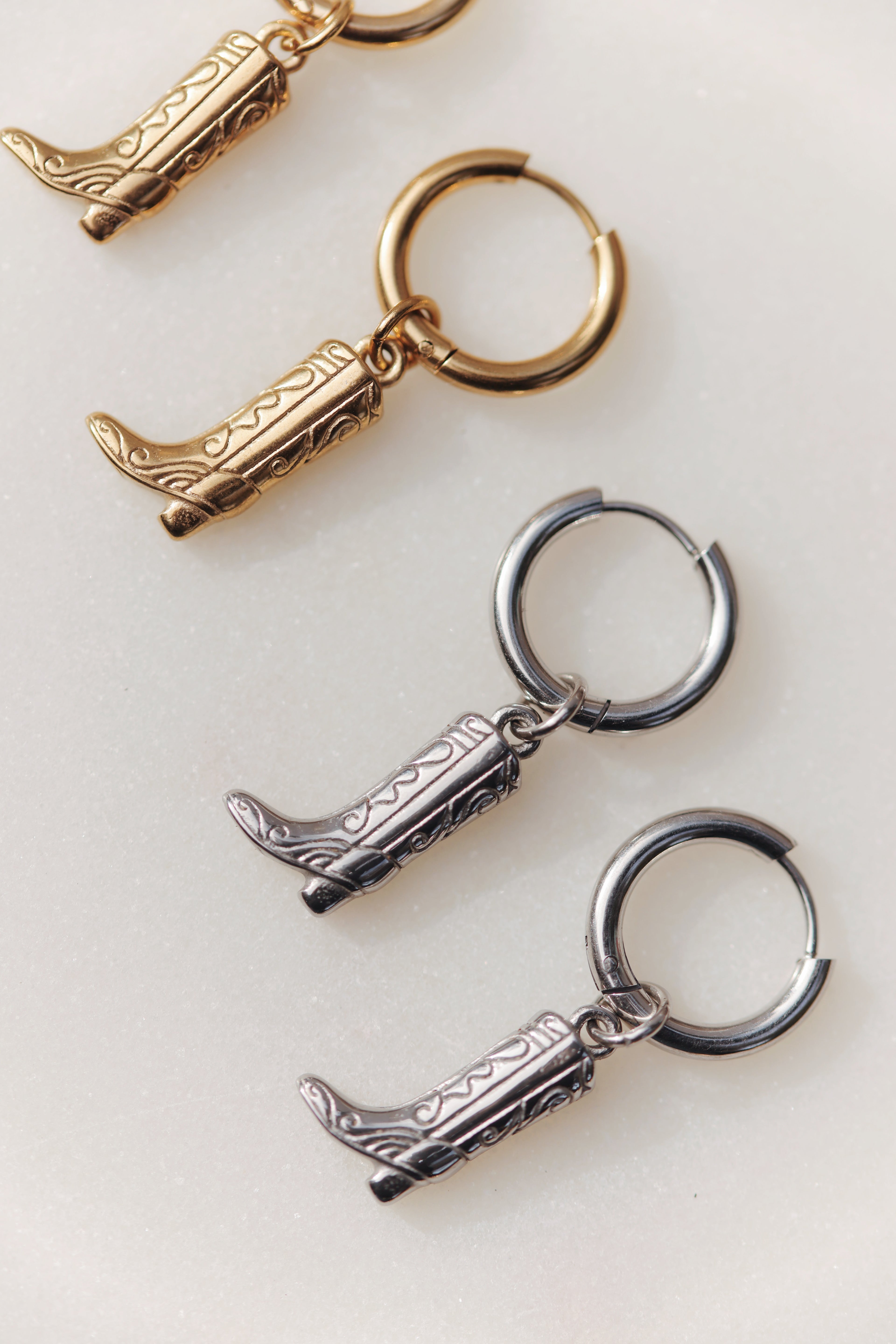 Cowboy Booth Charm Hoops