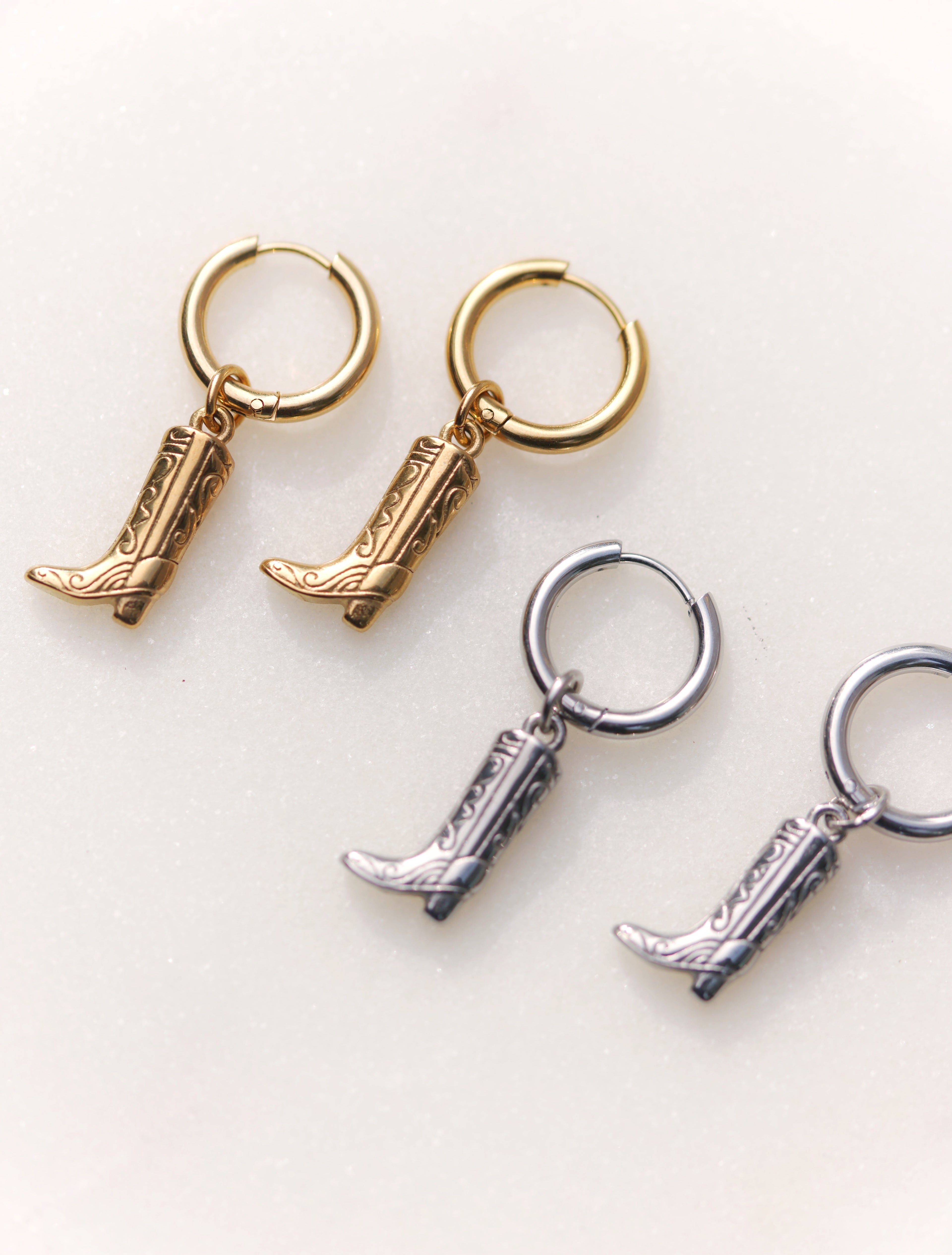 Cowboy Booth Charm Hoops