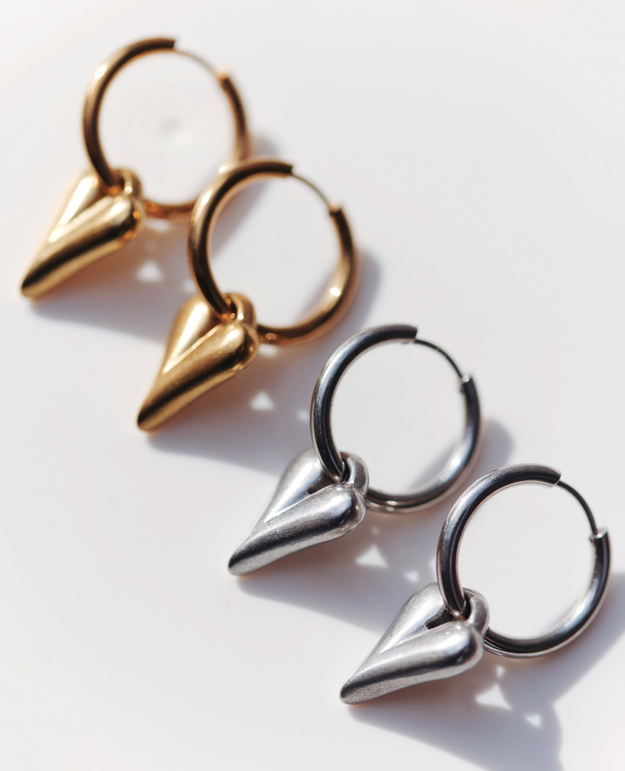 Heart Shaped Charm Hoops