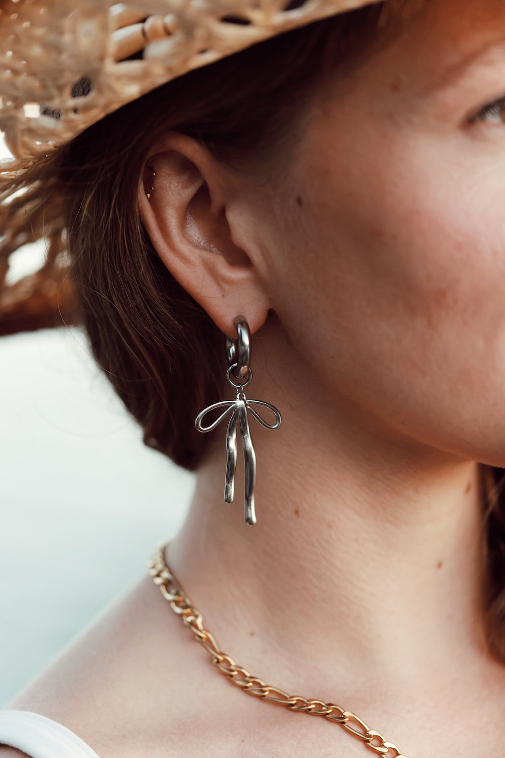 Bow Charm On Chunky Hoop