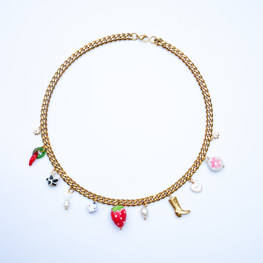 Strawberry Queen Charm Necklace