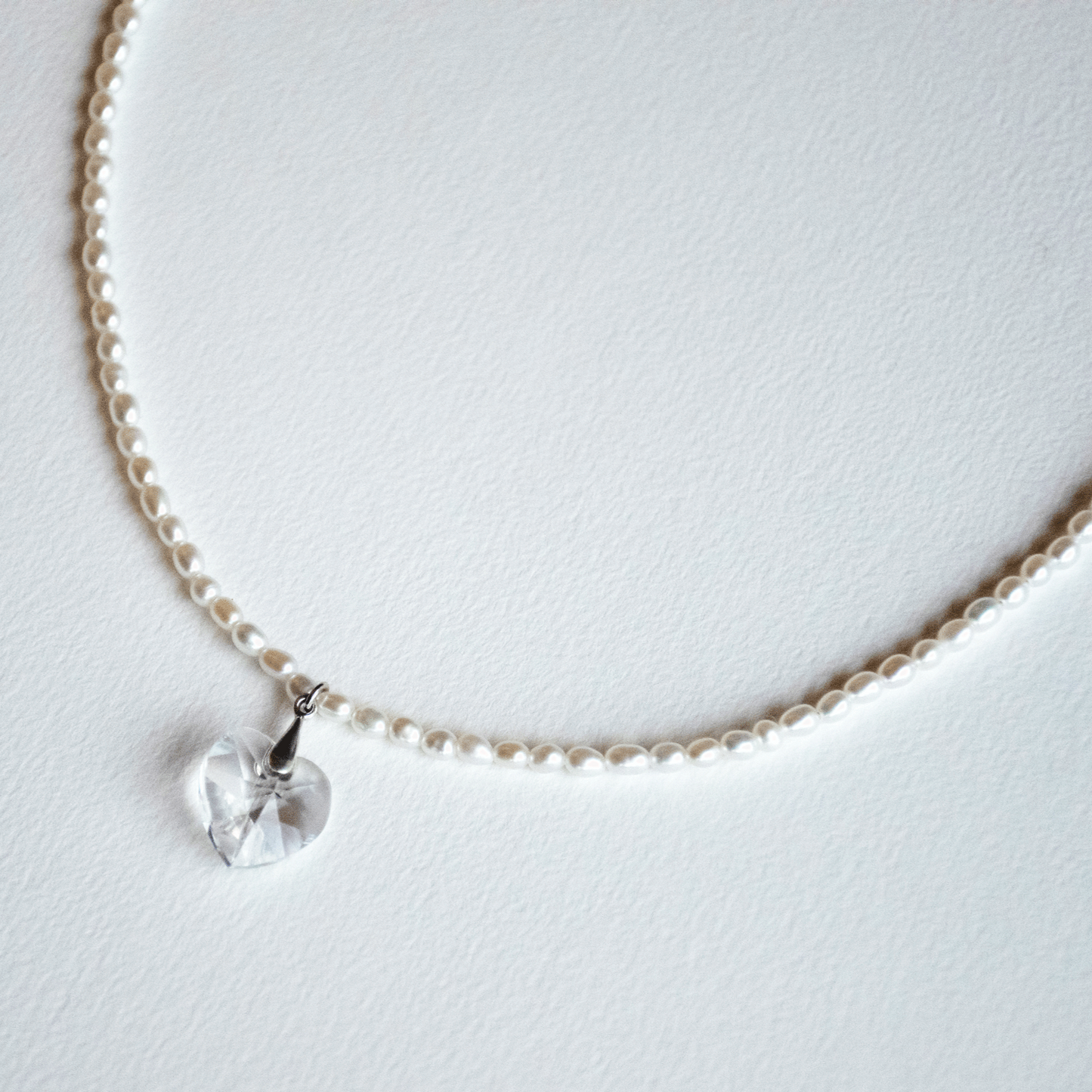 Heart Shaped Rose Quarz & Pearl Necklace