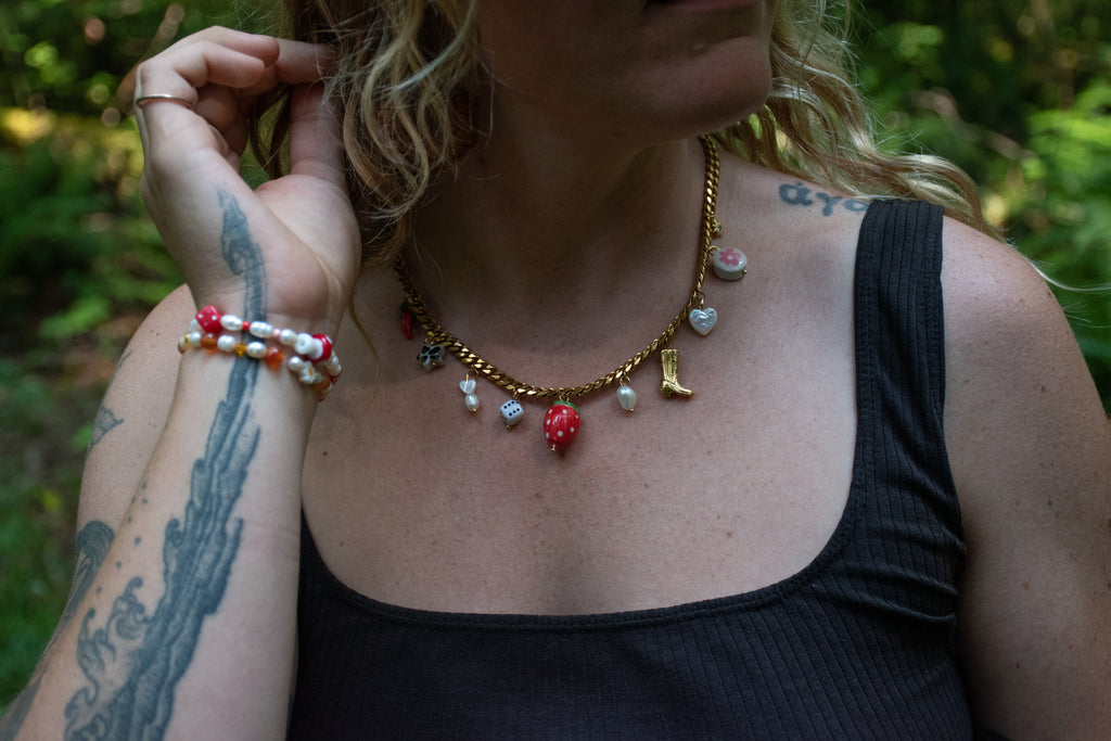 Strawberry Queen Charm Necklace