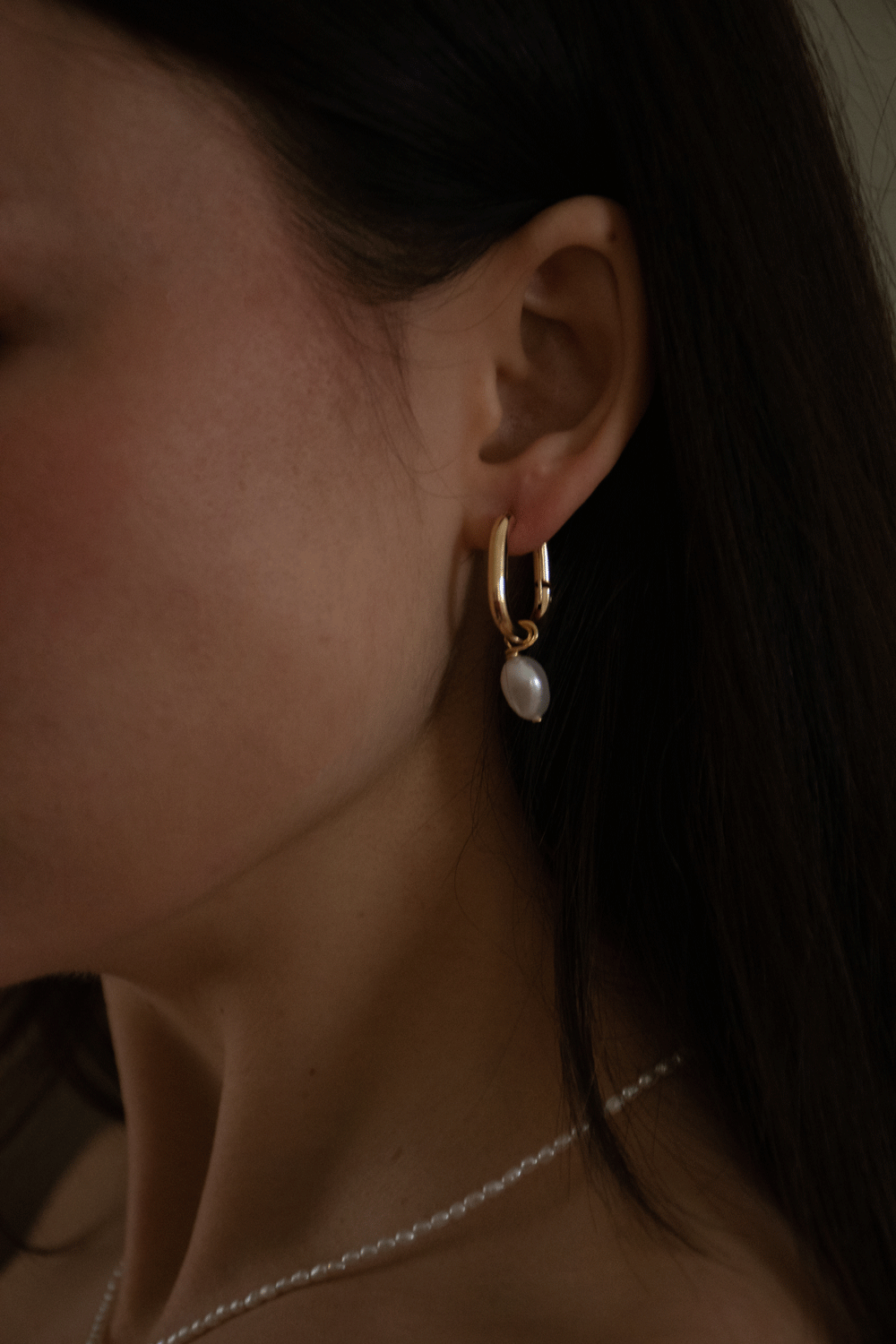 Pearl On Carabiner Hoop