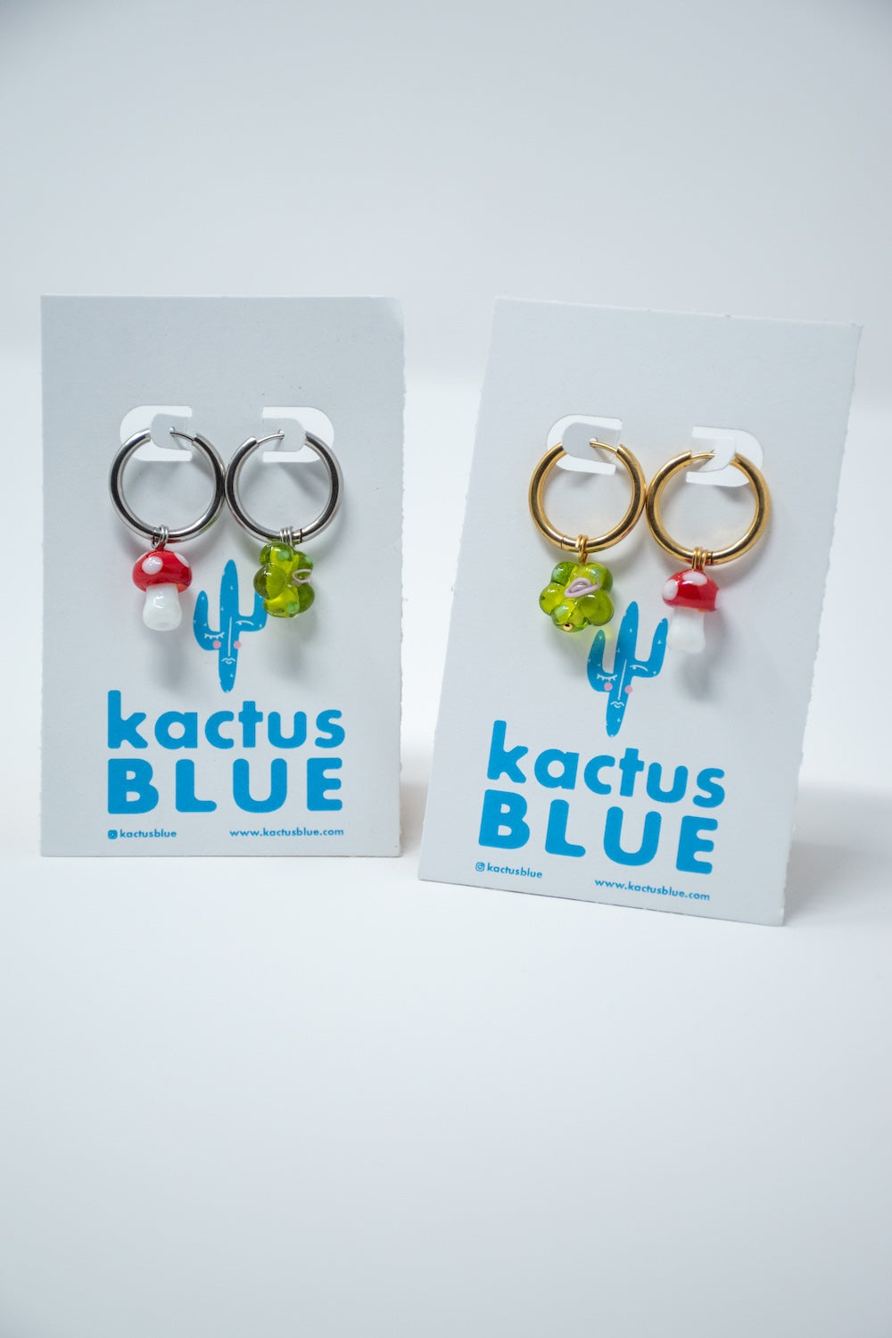 Mushroom & Flower Charm Hoops