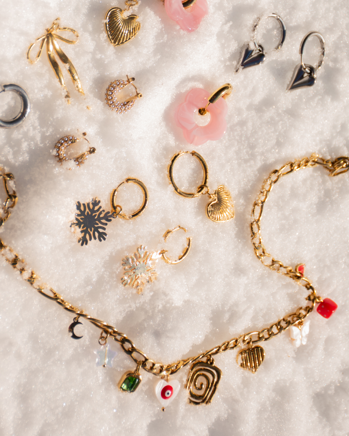 Snowflake Charm Hoops