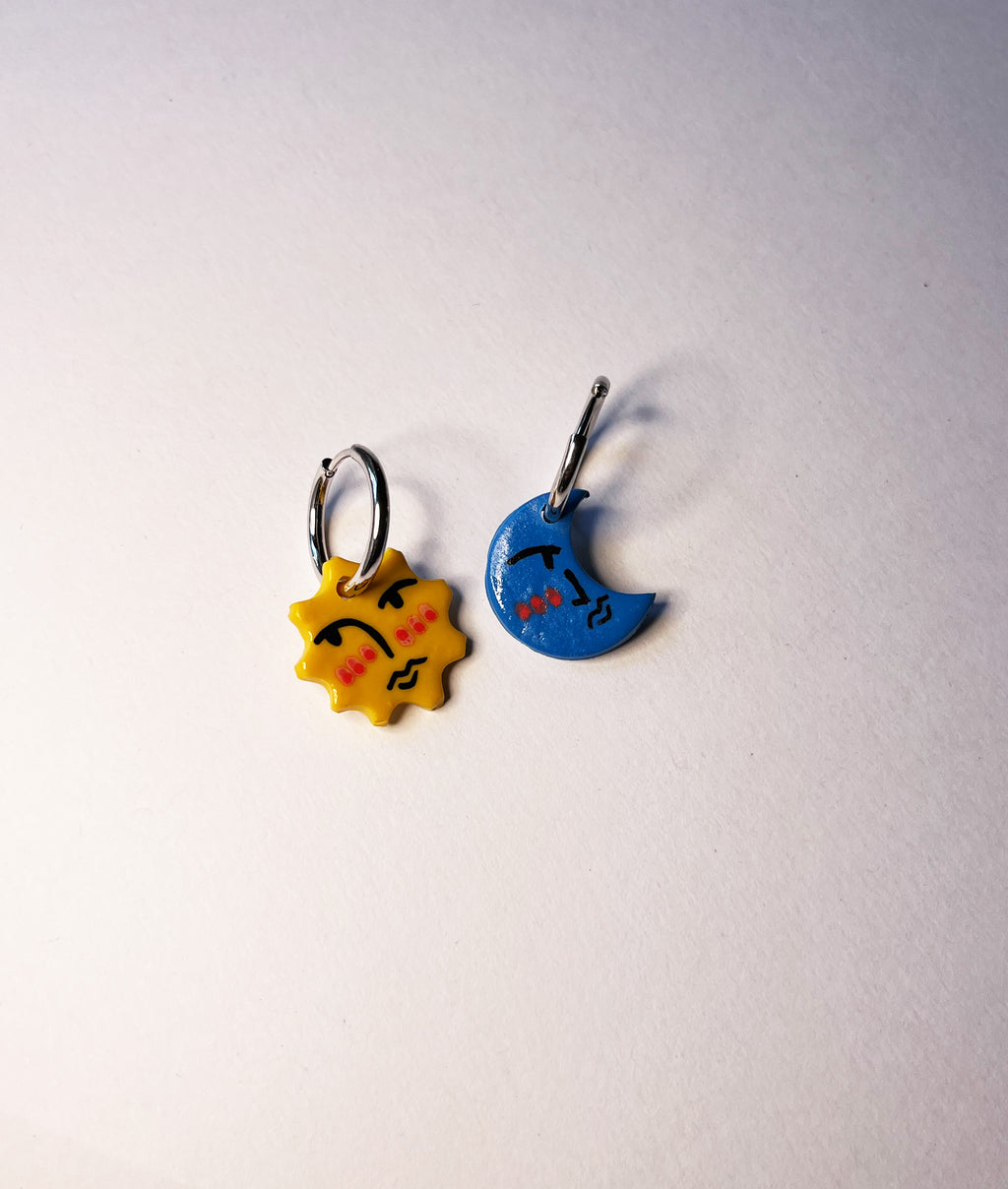 Sun & Moon Charm on Stainless Steel Hoop