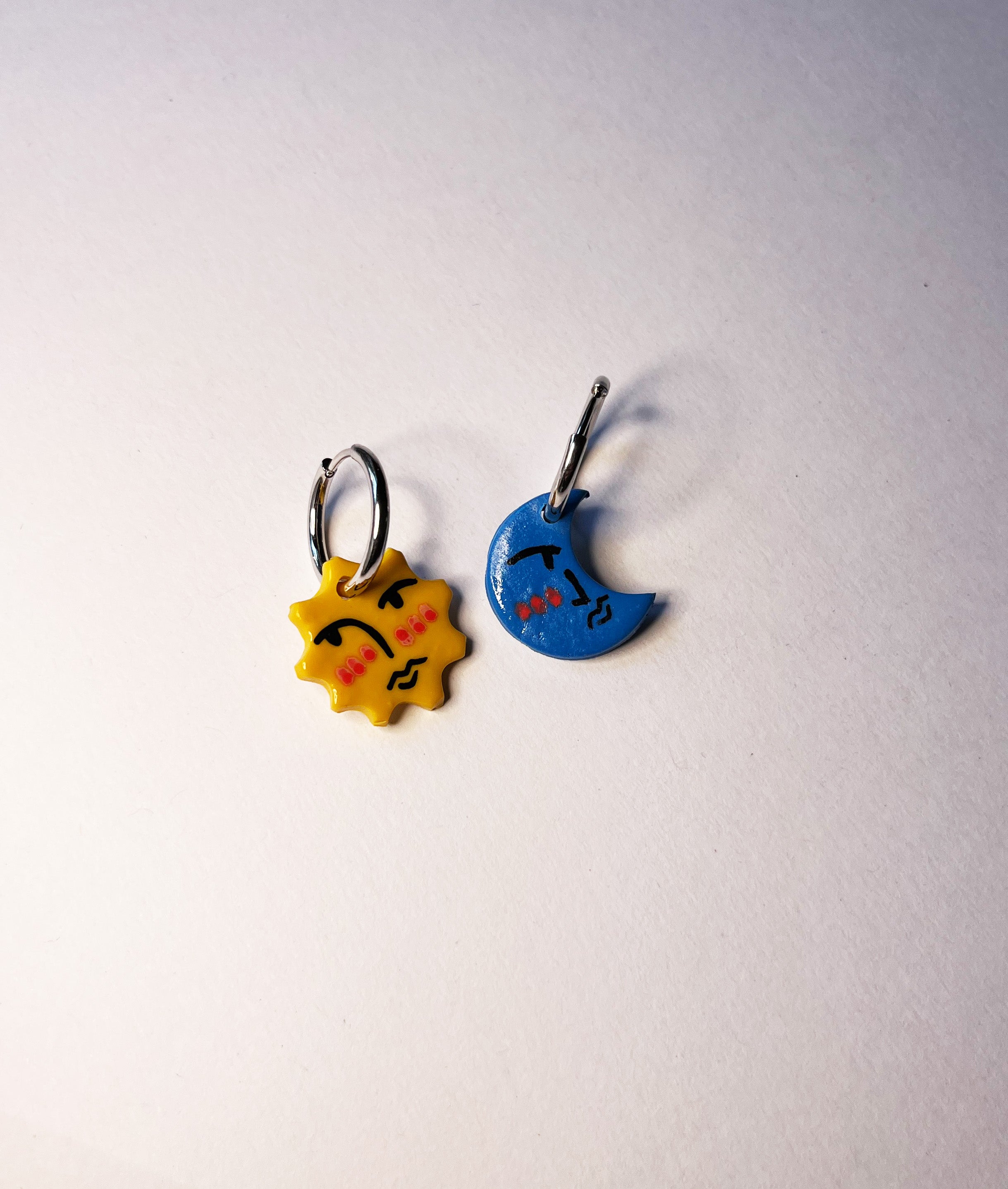 Sun & Moon Charm on Stainless Steel Hoop