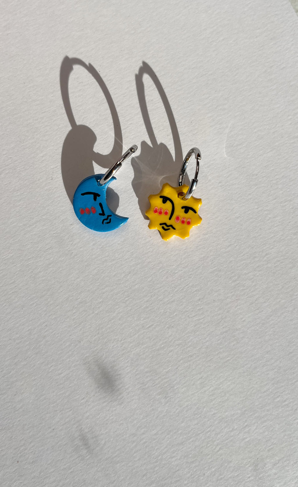 Sun & Moon Charm on Stainless Steel Hoop