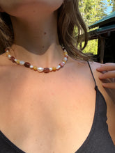 Load image into Gallery viewer, Chunky Pearl, Adventurine, Yellow Jade &amp; Goldstone Necklace
