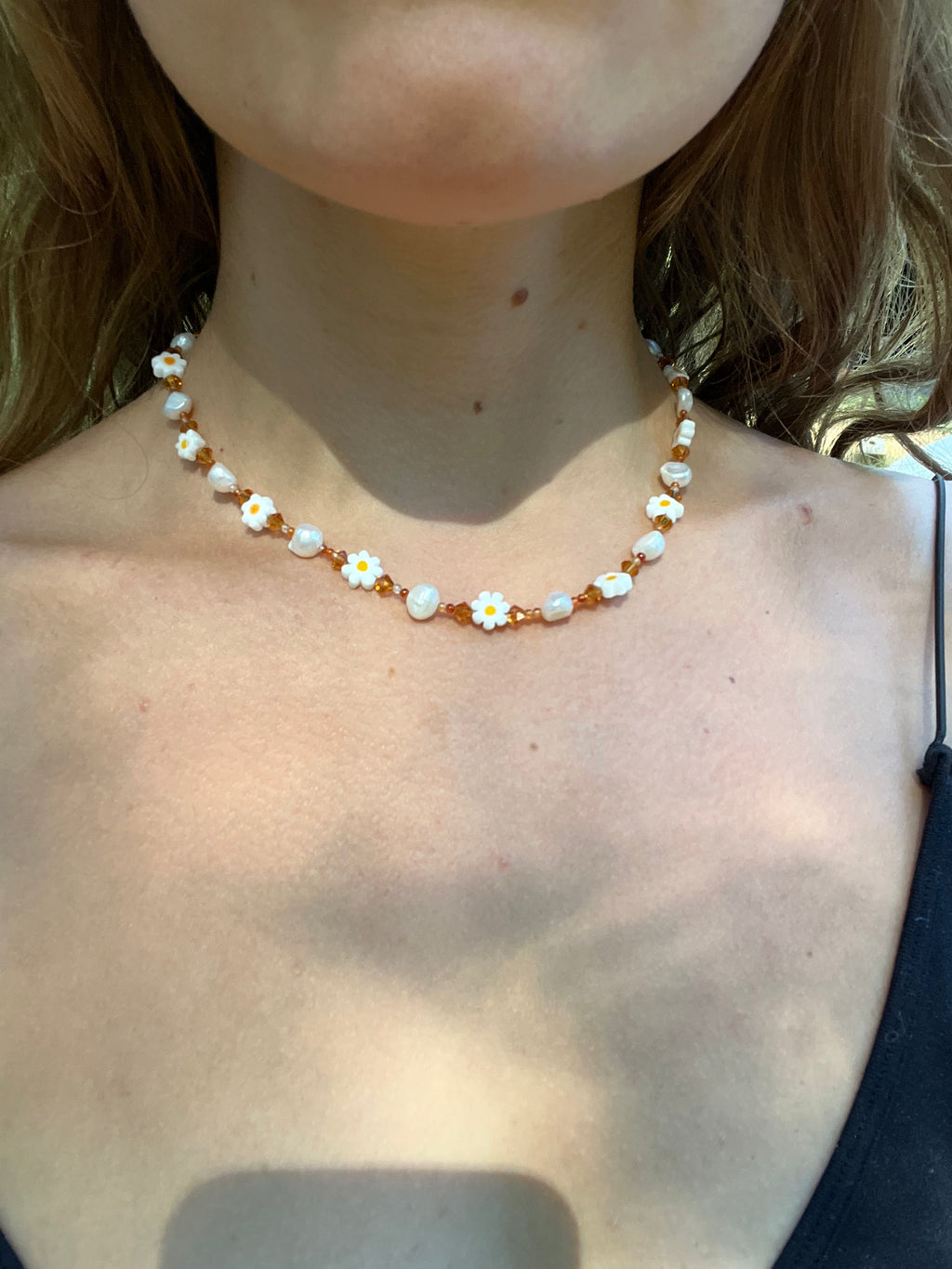 Orange Adventurine Daisy Necklace