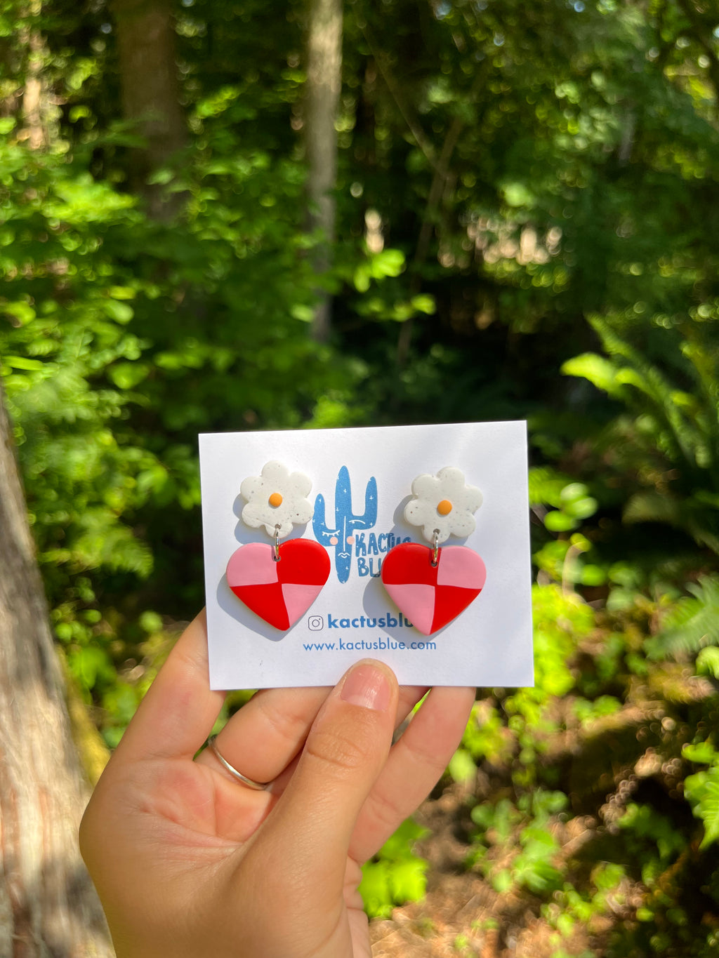 Flower Stud & Checker print heart