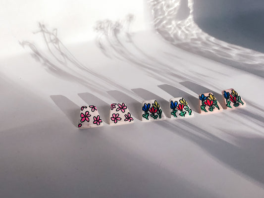 Hand drawn flower studs