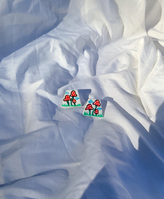 Hand drawn Mushroom Studs
