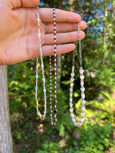 Garnet and Stainless Steel Hearts